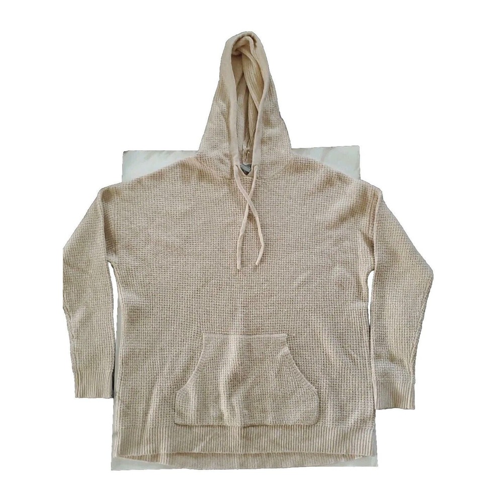 Natural Reflections M Heather Waffle Oatmeal Long Sleeve Kangaroo Pocket Jacket